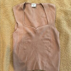 Abercrombie & Fitch Tan Ribbed Fitted Tank Top